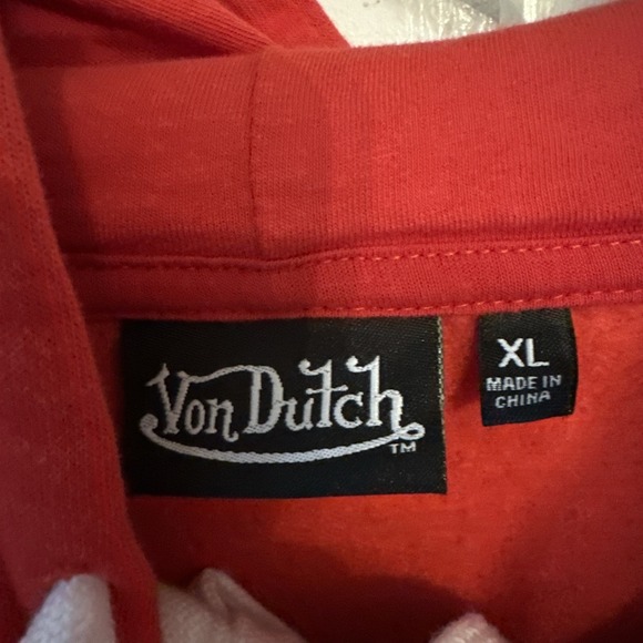 Von Dutch Red Cropped Embellished Hoodie Size XLARGE - Picture 5 of 16